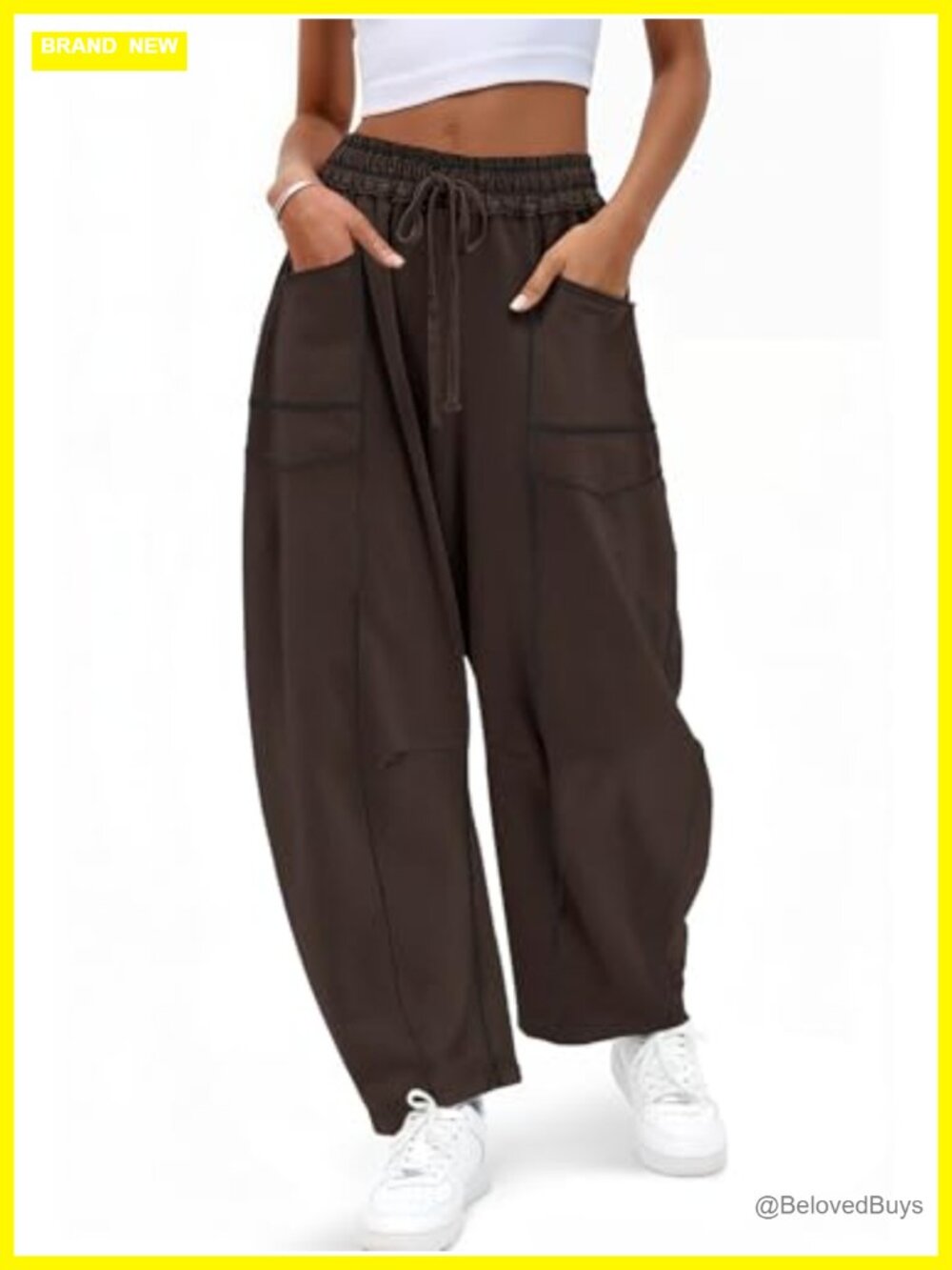 Womens Baggy Wide Leg Sweatpants Drawstring Elastic Waist Pockets